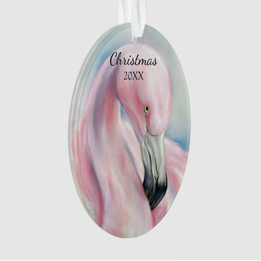 Pink Flamingo Pasta Art Holiday Ornament (Vorderseite)