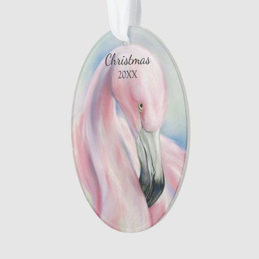 Pink Flamingo Pasta Art Holiday Ornament (Vorderseite)
