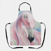 Pink Flamingo Pasta Mit Monogramm Schürze (Vorderseite)