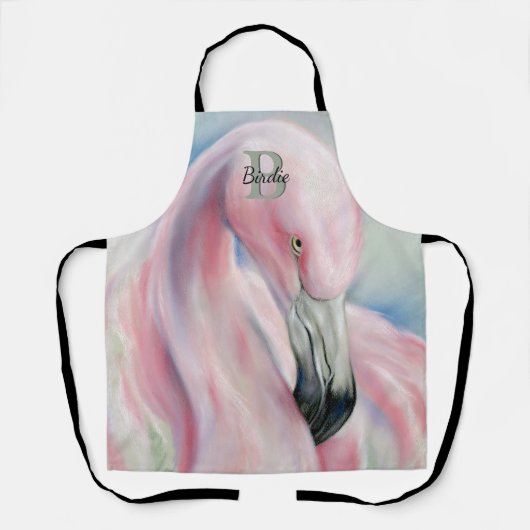 Pink Flamingo Pasta Mit Monogramm Schürze (Vorderseite)