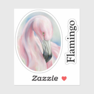 Pink Flamingo Pastel Art Custom Text Aufkleber