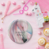 Pink Flamingo Pastel Art Pappteller (Party)