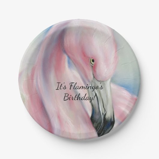 Pink Flamingo Pastel Art Pappteller (Vorderseite)