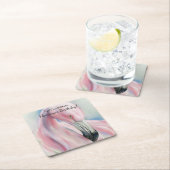 Pink Flamingo Pastel Art Rechteckiger Pappuntersetzer (Vor Ort)