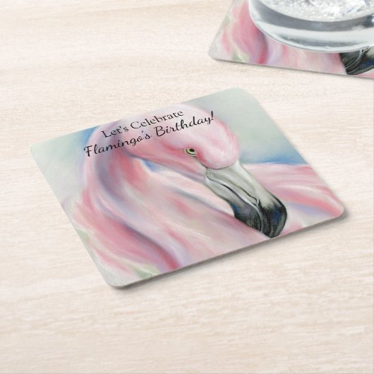 Pink Flamingo Pastel Art Rechteckiger Pappuntersetzer (angewinkelt)