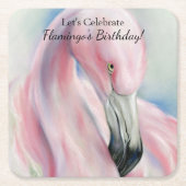 Pink Flamingo Pastel Art Rechteckiger Pappuntersetzer (Vorderseite)