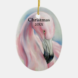 Pink Flamingo Pastel Art Weihnachten Keramikornament