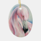 Pink Flamingo Pastel Art Weihnachten Keramikornament (Hinten)