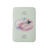 Pink Flamingo Pastell Art Dual Monogram Badematte (Vorderseite Vertikal)
