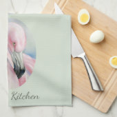 Pink Flamingo Pastor Art Personalisierter Name Geschirrtuch (Viertel Falte)