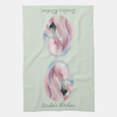 Pink Flamingo Pastor Art Personalisierter Name Geschirrtuch (Vertikal)