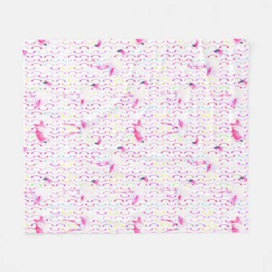 Pink Flamingo Pattern Blanket Fleecedecke (Vorderseite (Horizontal))
