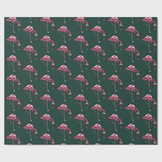 Pink Flamingo Pattern Wein Drink Funny Geschenkpapier (Flach)