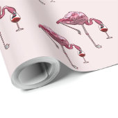 Pink Flamingo Pattern Wein Drink Funny Geschenkpapier (Rolleneckpunkt)