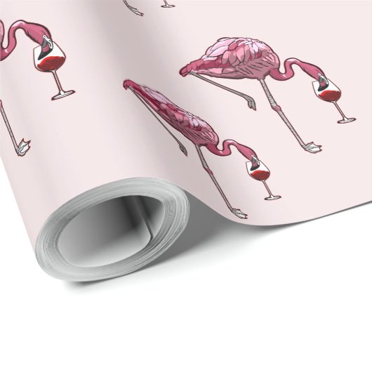 Pink Flamingo Pattern Wein Drink Funny Geschenkpapier (Rolleneckpunkt)