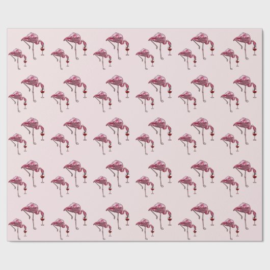 Pink Flamingo Pattern Wein Drink Funny Geschenkpapier (Flach)