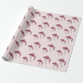 Pink Flamingo Pattern Wein Drink Funny Geschenkpapier (Ungerollt)