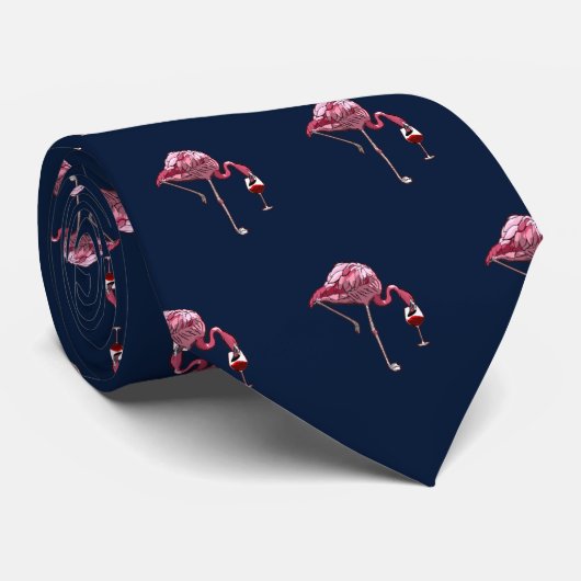 Pink Flamingo Pattern Wein Drink Niedlich Krawatte (Gerollt)