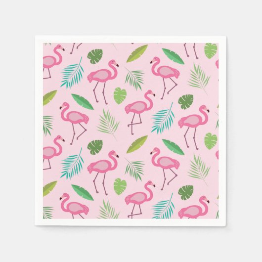 Pink Flamingo Pattern with Tropical Leaves   Serviette (Vorderseite)