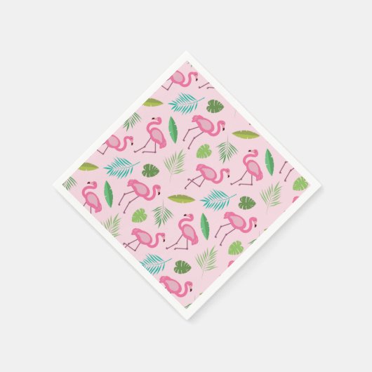 Pink Flamingo Pattern with Tropical Leaves Serviette (Ecke)