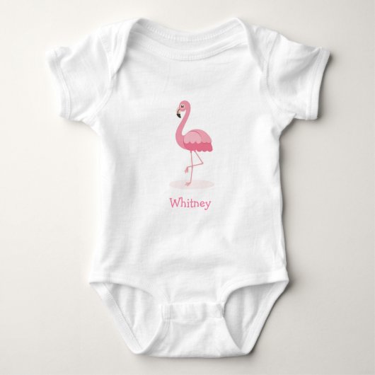 Pink Flamingo Personalisiert Baby Bodysuit Baby Strampler (Vorderseite)