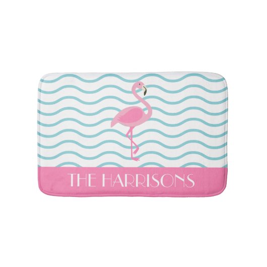 Pink Flamingo Personalisiert Bath Mat Badematte (Vorderseite)