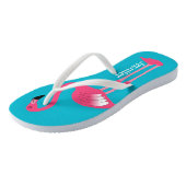 Pink Flamingo Personalisiert Flip Flops Badesandalen (Schrägansicht)