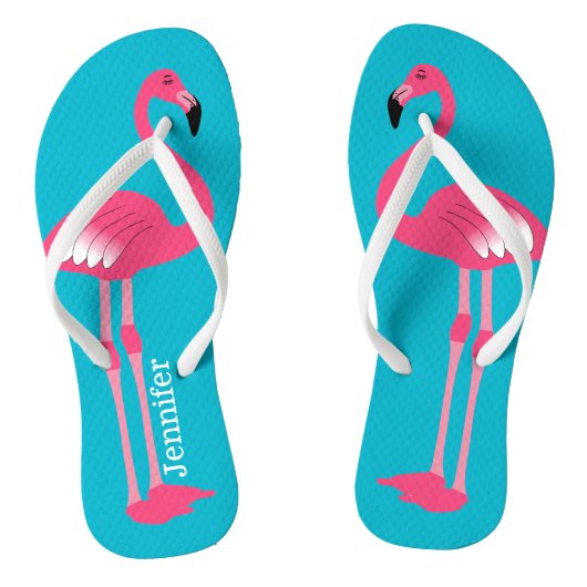 Pink Flamingo Personalisiert Flip Flops Badesandalen (Fußbett)