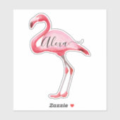 Pink Flamingo personalisiert Ihren Namen Aufkleber (Blatt)