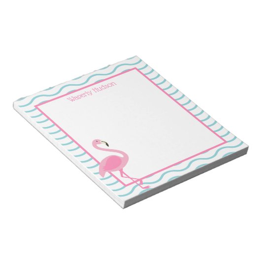Pink Flamingo Personalisiert Notepad Notizblock (angewinkelt)