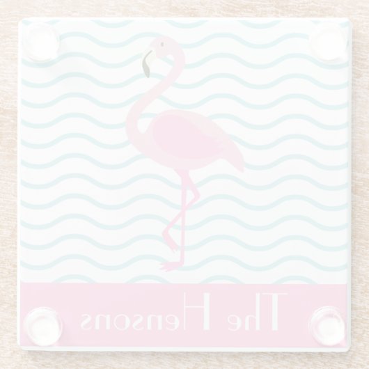Pink Flamingo Personalisiert Paper Untersetzer (Rückseite)
