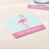 Pink Flamingo Personalisiert Paper Untersetzer (angewinkelt)