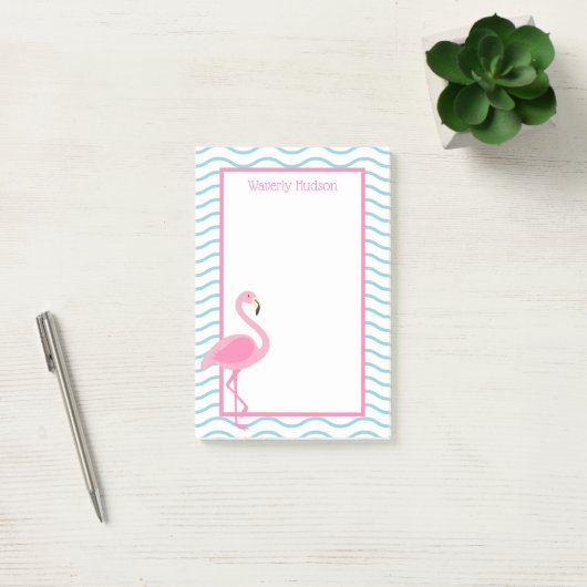 Pink Flamingo Personalisiert Post-it Notepad Klebezettel (Büro)