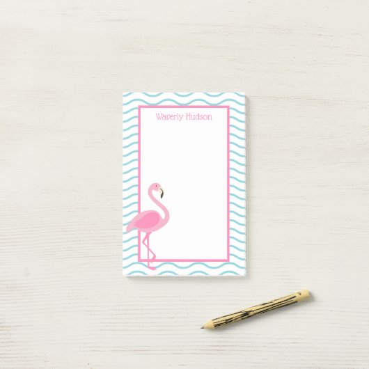 Pink Flamingo Personalisiert Post-it Notepad Klebezettel (Auf Schreibtisch)