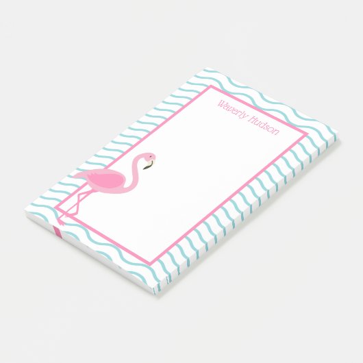 Pink Flamingo Personalisiert Post-it Notepad Klebezettel (angewinkelt)