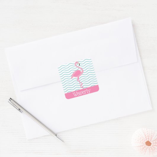 Pink Flamingo Personalisiert Stickers (Umschlag)
