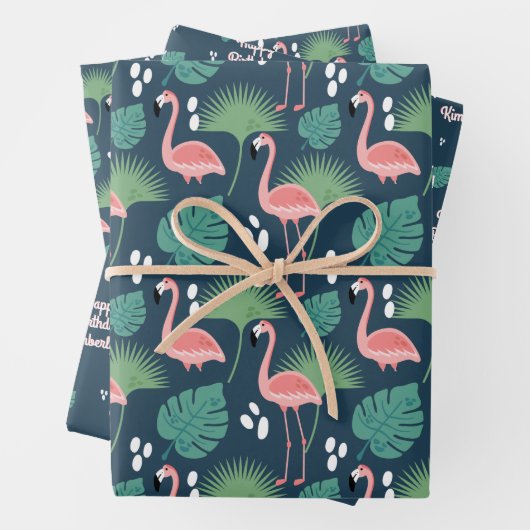 Pink Flamingo Personalisiert Wrapping Paper Sheets Geschenkpapier Set (Beispiel)