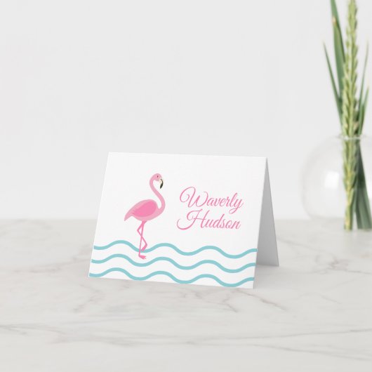 Pink Flamingo Personalisierte geklappte Mitteilung (Vorderseite)