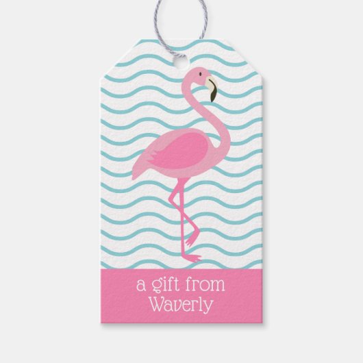 Pink Flamingo Personalisierte Gift Tags Geschenkanhänger (Vorderseite)