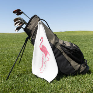 Pink Flamingo Personalisierter Name Golfhandtuch