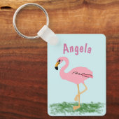 Pink Flamingo Personalized Keychain Schlüsselanhänger (Vorderseite)