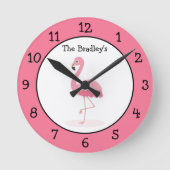 Pink Flamingo Personalized Runde Wanduhr (Vorderseite)