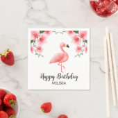 Pink Flamingo Pink Orchid Blume Geburtstag Serviette (Beispiel)