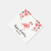 Pink Flamingo Pink Orchid Blume Geburtstag Serviette (Ecke)