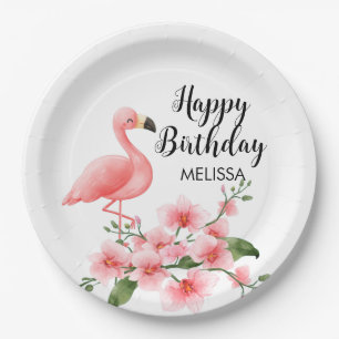 Pink Flamingo Pink Orchid Flora Geburtstag Pappteller