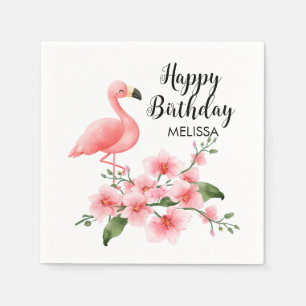 Pink Flamingo Pink Orchid Flora Geburtstag Serviette