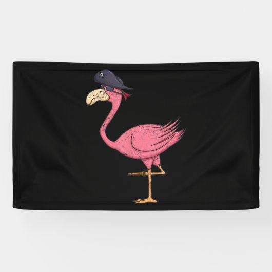 Pink-Flamingo-Pirat mit Eyepatal Halloween Banner (Horizontal)