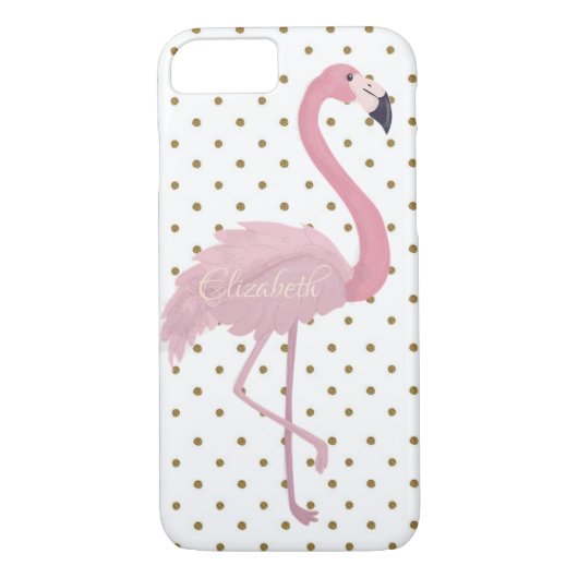 Pink Flamingo, Polka Dots Personalisiert Case-Mate iPhone Hülle (Rückseite)