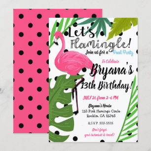 Pink Flamingo Polka Dots Summer Flamingle Party Einladung