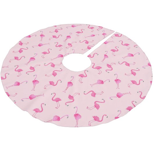 Pink Flamingo Polyester Weihnachtsbaumdecke (Schrägansicht)